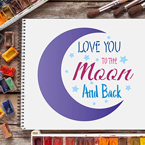 FINGERINSPIRE Moon Stencil 11.8x11.8inch Plastic Moon Drawing Painting Stencils Square Reusable Stencils for Painting on Wood, Floor, Wall and Tile - color: Love You to The Moon and Back