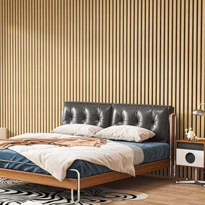 Art3d Acoustic Wood Slat Panels 94.5"x24", 2-Pack, 31sq.ft, Oak - color: Oak