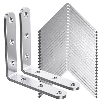 25Pcs Stainless Steel Angle Brackets 3”x 3” Heavy Duty Corner Brackets - size: Silver-3x3 Inch