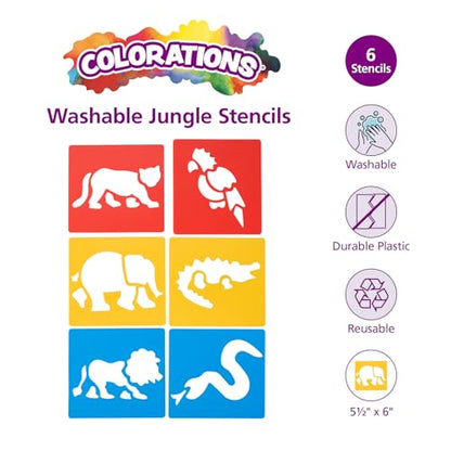 Washable Plastic Jungle Stencils - Set of 6 - style: Jungle 6PK