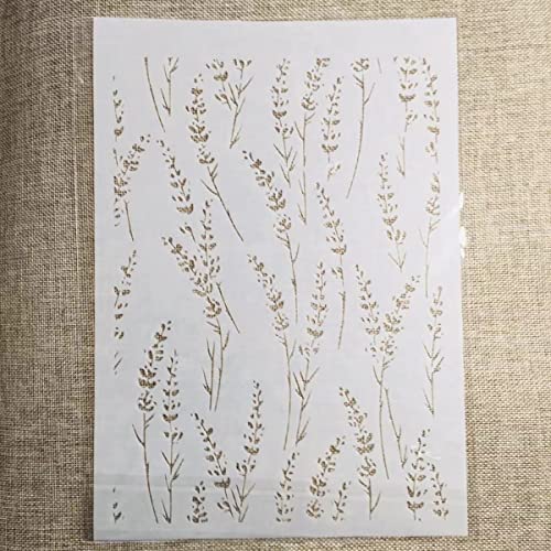TIAMECH A4 Reusable Thin Grass Leaves Stencil for Painting - style: Thin Grass
