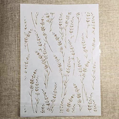 TIAMECH A4 Reusable Thin Grass Leaves Stencil for Painting - style: Thin Grass