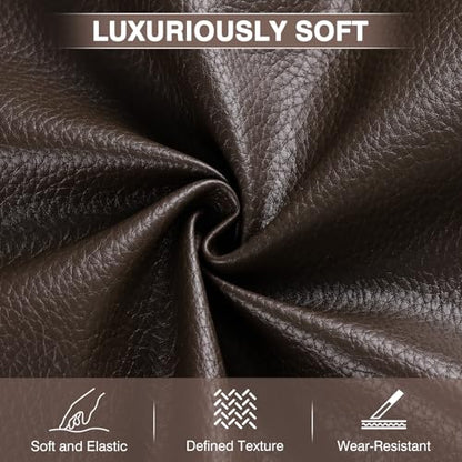 Faux Leather Fabric by The Yard, Marine Vinyl Fabric, Dark Brown-3 Yards - color: Dark Brown, size: 3 Yards Pre-cut