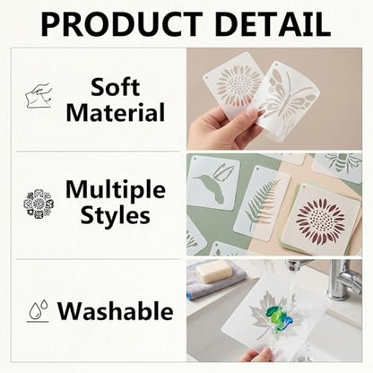 105 Pcs Stencils for Painting Reusable Texture Stencils Floral Stencil Leaf Tree Templates for Painting Wood Canvas Furniture Scrapbooking DIY