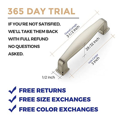 Ravinte Brushed Nickel Cabinet Handles Solid Cabinet Pulls 3 Inch 30 Pack - color: Brushed Nickel