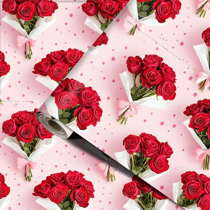 Wall Decal 15.7 x 39.4 in Red Rose Bouquet Peel and Stick - color: colorful0991