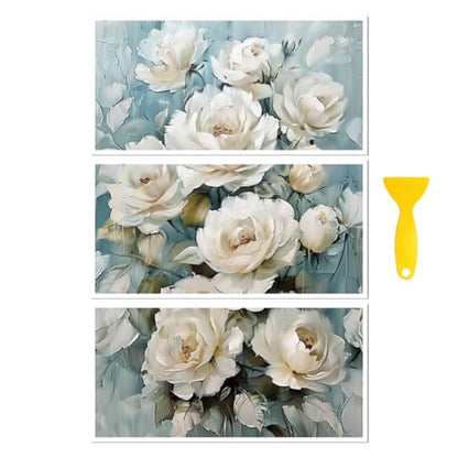 Peacoblue Vintage White Rose Rub On Transfers for Furniture Craft 6"x12"