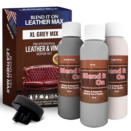 Blend It On Extra Large Leather Repair Kit, 6 Full Ounces for Furniture, Jacket, Sofa, Car Seat, Boots, Easy Instructions to Match Colors, Restore Any Material No Mixing Chart Needed (Grey Mix) - color: Grey Mix