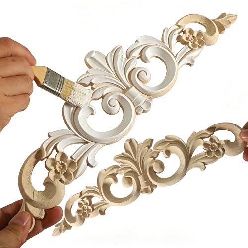 Nsrisml Wooden Decals Trim Rosette Inlays, Wood Appliques Onlays for Wall Cabinet Dresser Staircase DIY Projects(8Pcs, 11.81") - color: 8-pack, size: 30x7cm/11.81"x2.76"