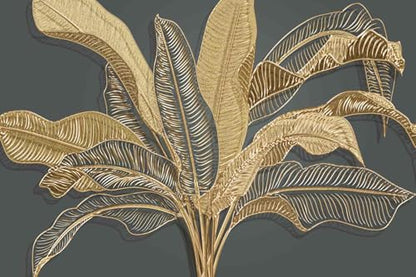 Jdayda Large Banana Leaf Peel and Stick Wallpaper on Gray Background - color: MURAL-311, size: 86" x 57"