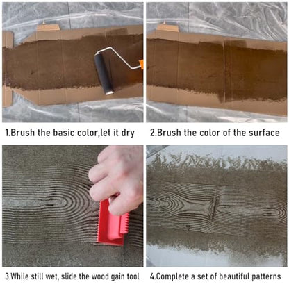 Wood Graining Tool, 4 PCS Rubber Empaistic Grain Tool Set - size: 4pcs