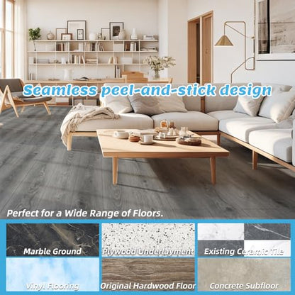 Art3d 10-Pack Peel and Stick Vinyl Floor Tiles (15 Sq.Ft), Gray - color: Gray
