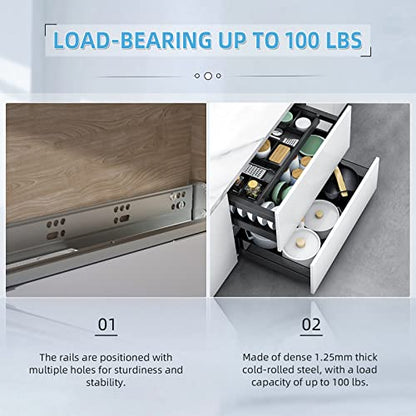 SHUHANG 1 Pair Undermount Drawer Slides 12 inch Soft Close 80 lb Load Capacity Ball Bearing Hidden Bottom Mount Rails Full Extension Runners with Adjustable Locking Devices and Bracket - size: 12 Inch, style: 1 Pair (Silver- Undermount Soft Close)