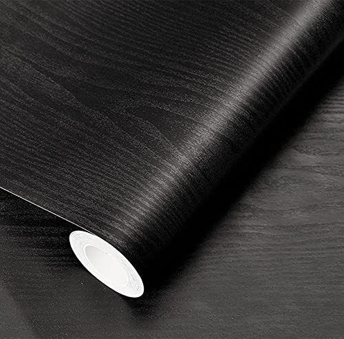 Black Wallpaper Wood Peel and Stick Wallpaper Black Wood Contact Paper - color: Black Wood, size: 17.7" x 197"