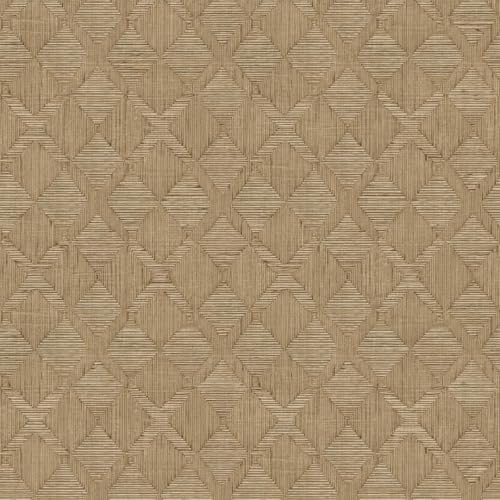 Tempaper x Jeremiah Brent Textured Hoffmann Faux Sisal Removable Peel and Stick Wallpaper, 20.5 in X 16.5 ft, Made in The USA - color: Tan