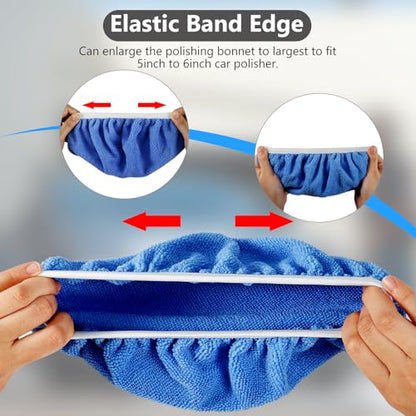 20 Pcs Polishing Bonnet Pads Buffer Bonnet Waxers Bonnet,Blue