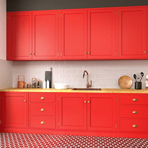 VaryPaper Thick Red Contact Paper 15.7''x78.7'' Matte Red Peel and Stick Wallpaper Self Adhesive Removable Waterproof Decorative Vinyl Roll for Walls, Cabinets, Table, Countertops, Shelves, Drawers - color: Red, size: 15.7" x 78.7"
