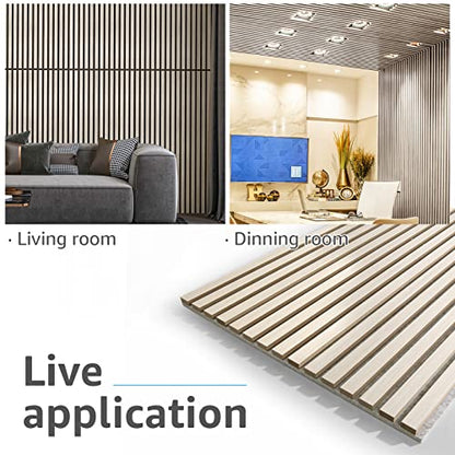 Art3d 2-Pack Fluted Acoustic Wood Slat Wall Panel, 47.2" x 23.6", White Elm - color: White Elm, size: 2pcs - 47.2＊23.6in.