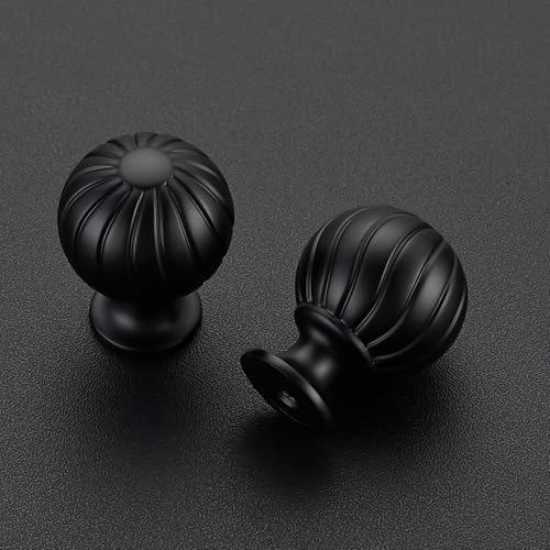 12 Pack Black Cabinet Knobs, 1 Inch Round Dresser Drawer Knobs - color: Black