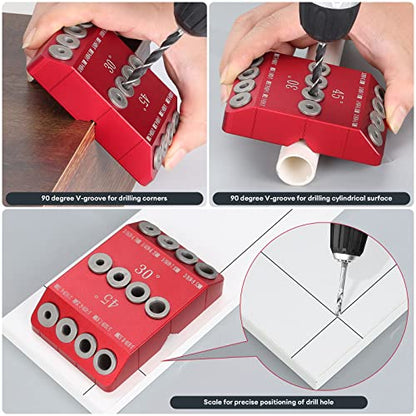 30°, 45°, 90° Angle Drill Guide Jig for Straight or Angled Holes 4 Sizes