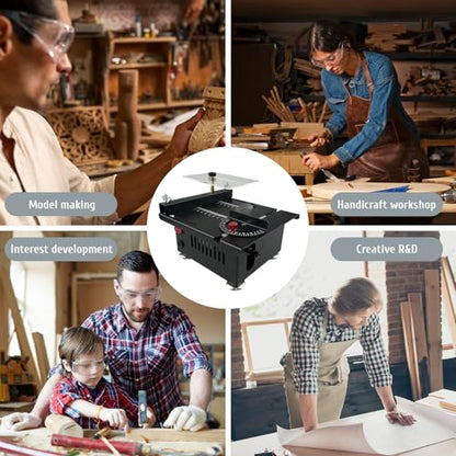 Mini Table Saw for Crafts,Small Table Saw,Multi-Functional Desk Saws,7 Speed Control,Miniature Saws-Adjustable Blade Height,Cutting, Grinding and Polishing All In One(Simplicity)