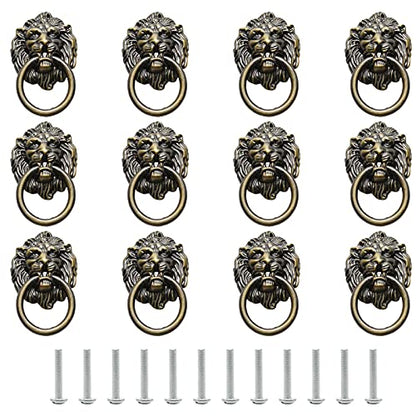 Murtenze Antique Lion Head Cabinet Knobs, Bronze, 12 Pieces - color: Bronze, Lion