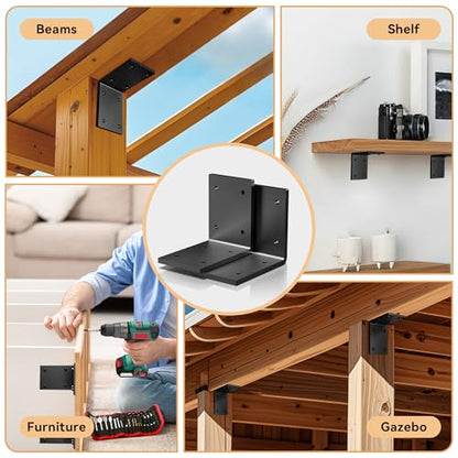 2 Pcs 6x6 Post to Beam Corner Brackets for Wood,Thickness 6mm