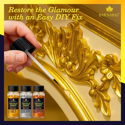 Barnabas Gilding Paint Set - 20ml Gold, Silver, Copper Paints with 3 Gloves