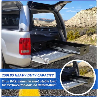 with Lock Heavy Duty Drawer Slides 12 14 16 18 20 22 24 26 28 30 32 34 36 40 44 48 52 56 60 Inch 500 Lbs Side Mount Full Extension Ball (Load:250 lb (No Lock) -W:53mm, 32 Inch) - size: 32 Inch, style: Load:250 lb (No lock) -W:53mm