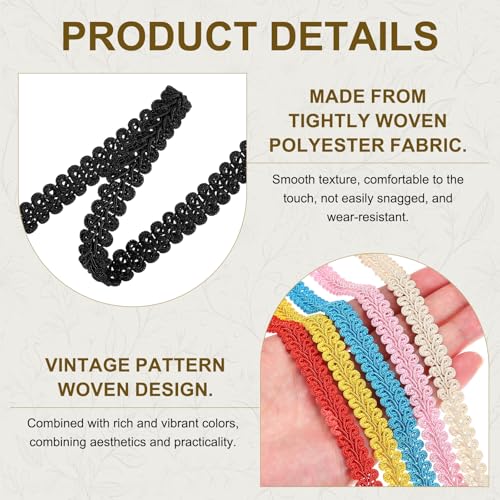 MECCANIXITY Gimp Braid Trim 1/2" x 14 Yards Polyester, Black - color: Black