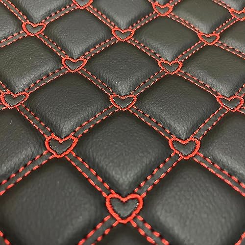 Quilted Foam Vinyl Fabric Heart Pattern with 0.23" Sponge Backing Faux Leather Fabric for Car Headliner, Furniture Upholstery, Headboards,Diamond 2" x 3" (Heart) - color: Heart