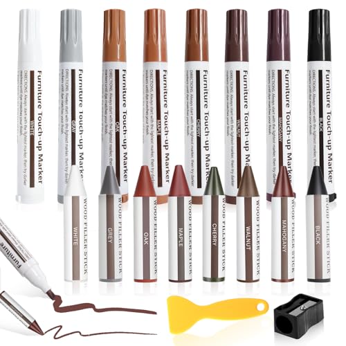 SEISSO 8 Colors Wood Wax Sticks ＆ Wood Markers Furniture Repair Kit, Wood Floor Scratch Repair, Furniture Markers Touch Up Restore Wood Floors, Tables, Holes, Laminate, Carpenters - size: 8 Colors