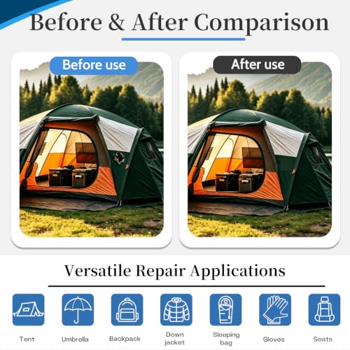 Nylon Tent Repair Tape, Self-Adhesive Fabric Patch Kit Gray - color: Gray