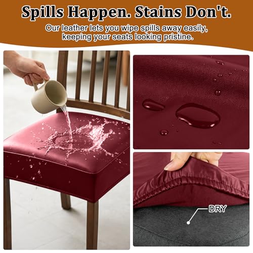 Dioxide Chair Covers,Seat Covers for Dining Room Chairs,Burgundy,Set of 2 - color: Model B - Burgundy, size: set of 2