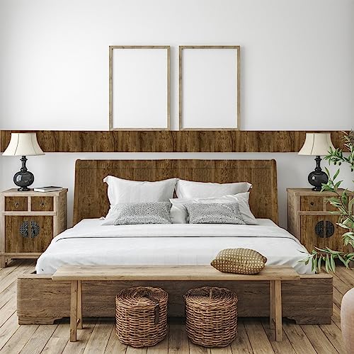 Abyssaly Wood Grain Contact Paper, Brown Wood Peel and Stick Wallpaper, Thicken Self Adhesive Removable Wallpaper for Cabinets Bedroom Kitchen 11.8 in X 197 in