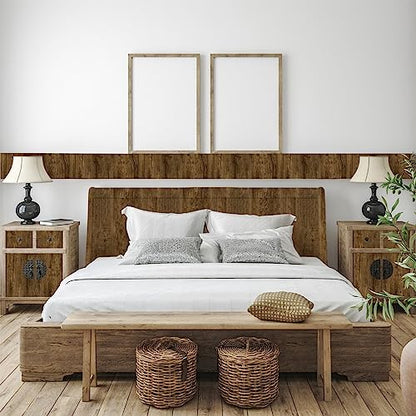 Abyssaly Wood Grain Contact Paper, Brown Wood Peel and Stick Wallpaper, Thicken Self Adhesive Removable Wallpaper for Cabinets Bedroom Kitchen 11.8 in X 197 in