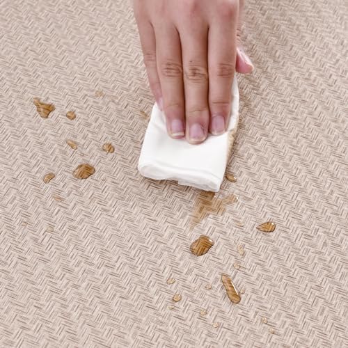 Haimin Fabric Wallpaper Textured Contact Paper (24in X 393in) Grasscloth Wallpaper Peel and Stick Faux Linen Wall Paper Waterproof Vinyl Self Adhesive (Light Brown-1) - color: Light Brown-1
