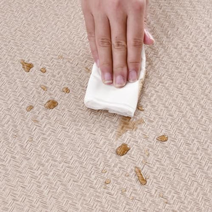 Haimin Fabric Wallpaper Textured Contact Paper (24in X 393in) Grasscloth Wallpaper Peel and Stick Faux Linen Wall Paper Waterproof Vinyl Self Adhesive (Light Brown-1) - color: Light Brown-1
