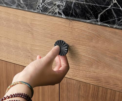 Goo-Ki 1.5''(38mm) Dia Matte Black Cabinet Knob, Big Zinc Alloy Drawer Knobs with Round Flower Design,Modern Style,6 Pack - color: Matt Black, size: 1.5'' Dia Single Hole Knob