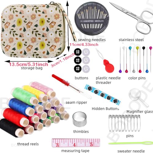 Bobode Travel Sewing Kit for Adults,Cute Basic Sewing Supplies Set - color: 87PCS-HDF