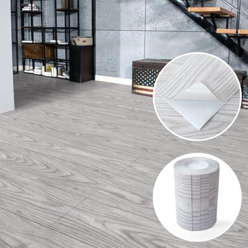 Art3d Wood Textured Peel and Stick Vinyl Floor Tiles, 40-Pack, Light Gray - color: Light Gray
