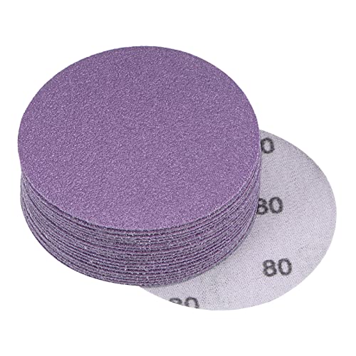 uxcell 20Pcs 3-Inch Purple Sanding Discs 80 Grits Hook and Loop Professional Aluminum Oxide Sand Paper Wet Dry Polish for Wood Metal Paint Finishing - style: 80 Grit