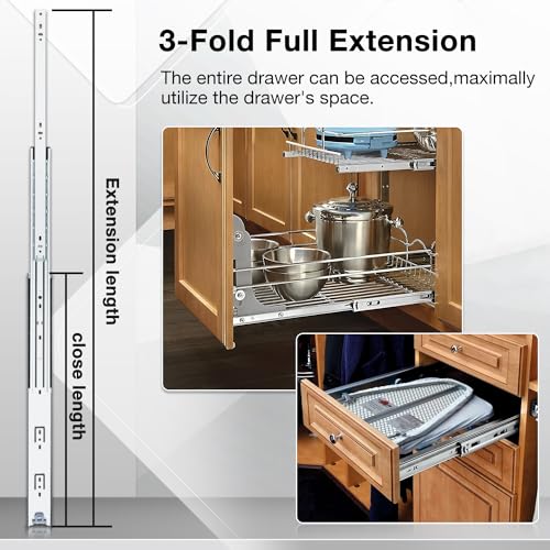 Heavy Duty Drawer Slides Full Extension Runners 143 lbs 12 14 16 18 20 22 24 26 28 30 32 34 36 38 40 Inch Side Mount Rails for Drawer Capacity 143 lb 1 Pair - size: 20 Inch, style: Without lock