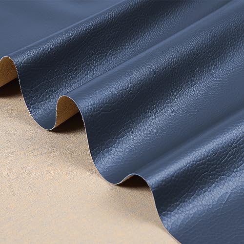 Marine Vinyl Upholstery Faux Leather Fabric, 1 Yard Navy Blue - color: Navy Blue, size: 1 Yard 55" x 36" (Pre-cut)