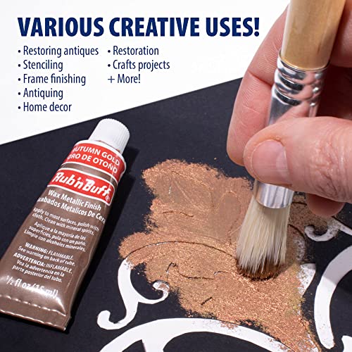 AMACO Rub n Buff Wax Metallic Finish - 3 Rub n Buff Autumn Gold 15ml Tubes - Versatile Gilding Wax for Finishing Furniture Antiquing and Restoration - Rub and Buff Colors Set of Three