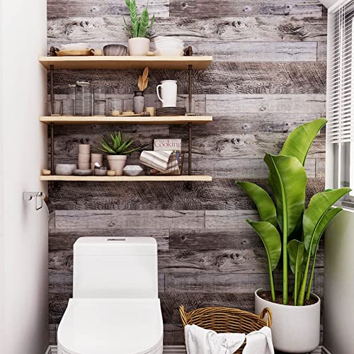 Yun-aeon Natural Wood-Gray Contact Paper Peel and Stick Wallpaper - color: Natural Wood-Gray, size: 17.3" x 400"