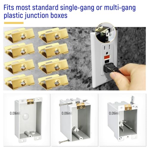 8 PACK Electrical Box Repair Clips, Provide New Threaded Mounting Points