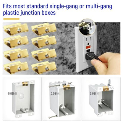 8 PACK Electrical Box Repair Clips, Provide New Threaded Mounting Points