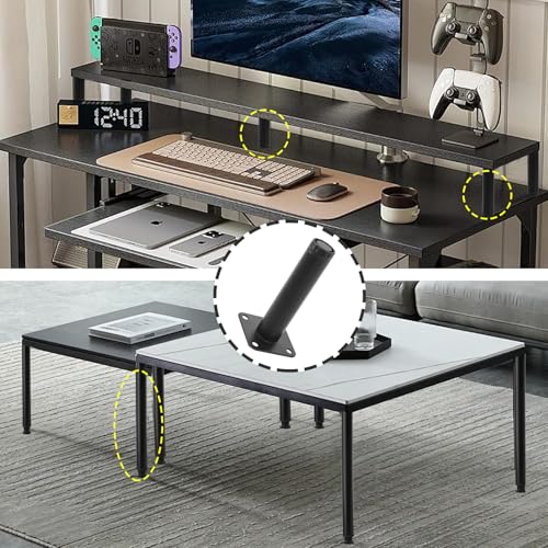 4.7 Inch Adjustable Steel Furniture Legs 4-Pack 1" Dia (Black) - size: 4.7 Inch
