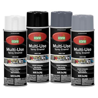 Spray Paint, 12 oz, 4-Pack (Gray Mix: Gloss White, Gloss Black, Dark Gray, Light Gray) – All-Purpose, Indoor & Outdoor, Rust Resistant, for Wood, Metal, Plastic & Masonry - color: Gray Shades Mix
